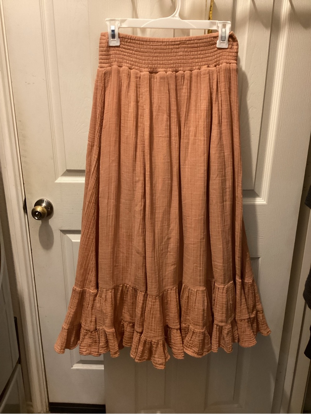 American Eagle Outfitters Peach Ruffle Hem Maxi Skirt